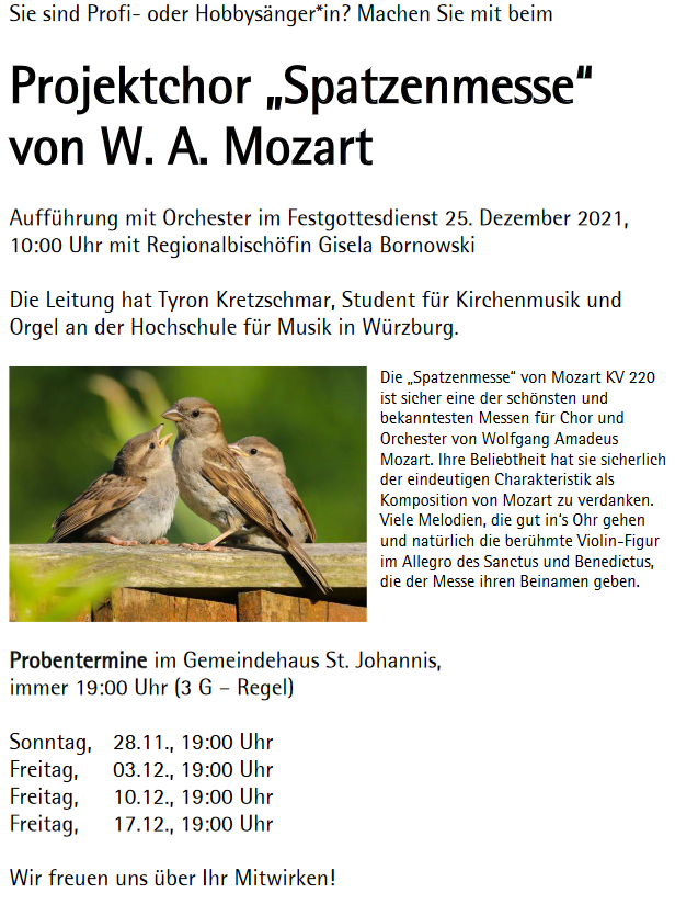 Plakat Chorprojekt Spatzenmesse