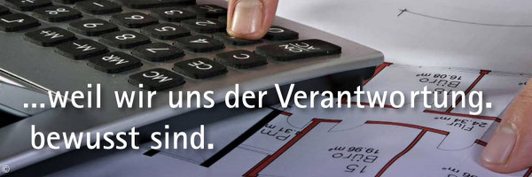 Tastatur mit der Schrift "weil wir uns der Verantwortung bewusst sind"