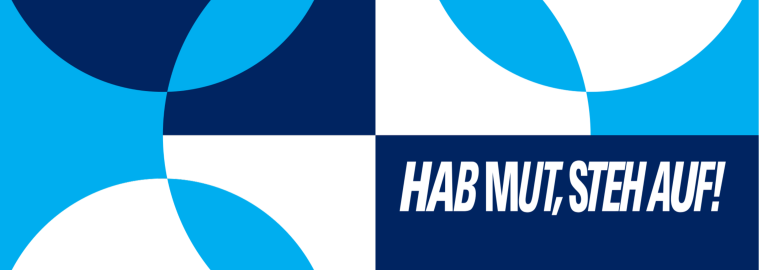 Postkarte des Katholikentags - mit Logo, Datum und dem Motto "hab Mut, steh auf!"