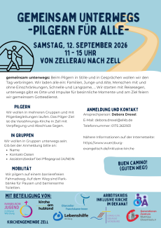 Die wichtigsten Fakten zum inklusiven Pilgern: 12. September ab ca. 11 Uhr von Zellingen nach Zell