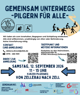 Informationen zum Pilgertag für Alle. Der Flyer steht als barrierefreies PDF zur Verfügung.
